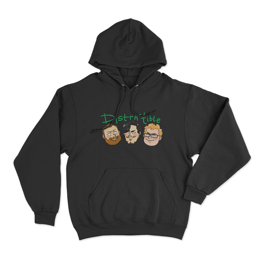 Distractible Cartoon Heads Unisex Hoodie Black Distractible Cartoon Heads Unisex Hoodie Black