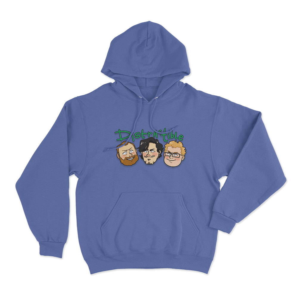 Distractible Cartoon Heads Unisex Hoodie Blue Distractible Cartoon Heads Unisex Hoodie Blue