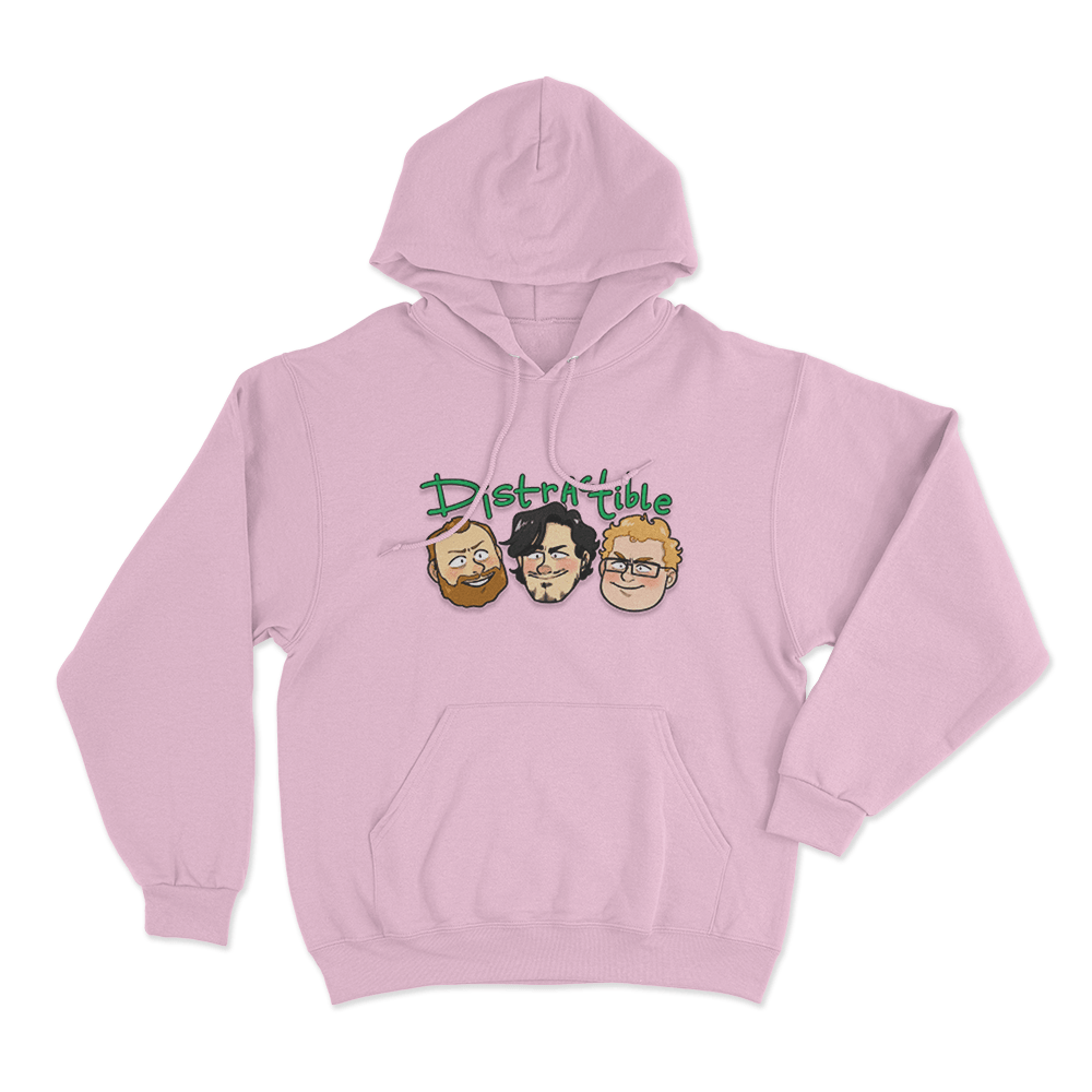 Distractible Cartoon Heads Unisex Hoodie Pink Distractible Cartoon Heads Unisex Hoodie Pink