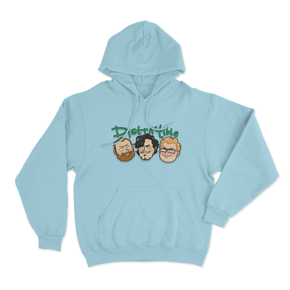 Distractible Cartoon Heads Unisex Hoodie Sky Blue Distractible Cartoon Heads Unisex Hoodie Sky Blue
