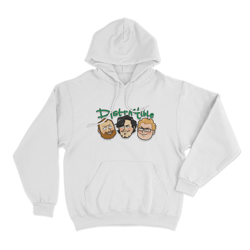 Distractible Cartoon Heads Unisex Hoodie White Distractible Cartoon Heads Unisex Hoodie White