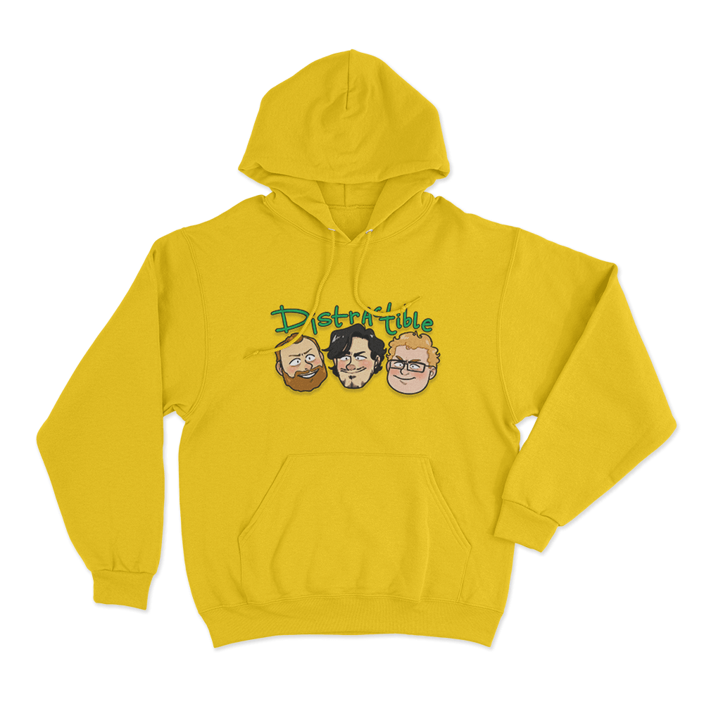 Distractible Cartoon Heads Unisex Hoodie Yellow Distractible Cartoon Heads Unisex Hoodie Yellow