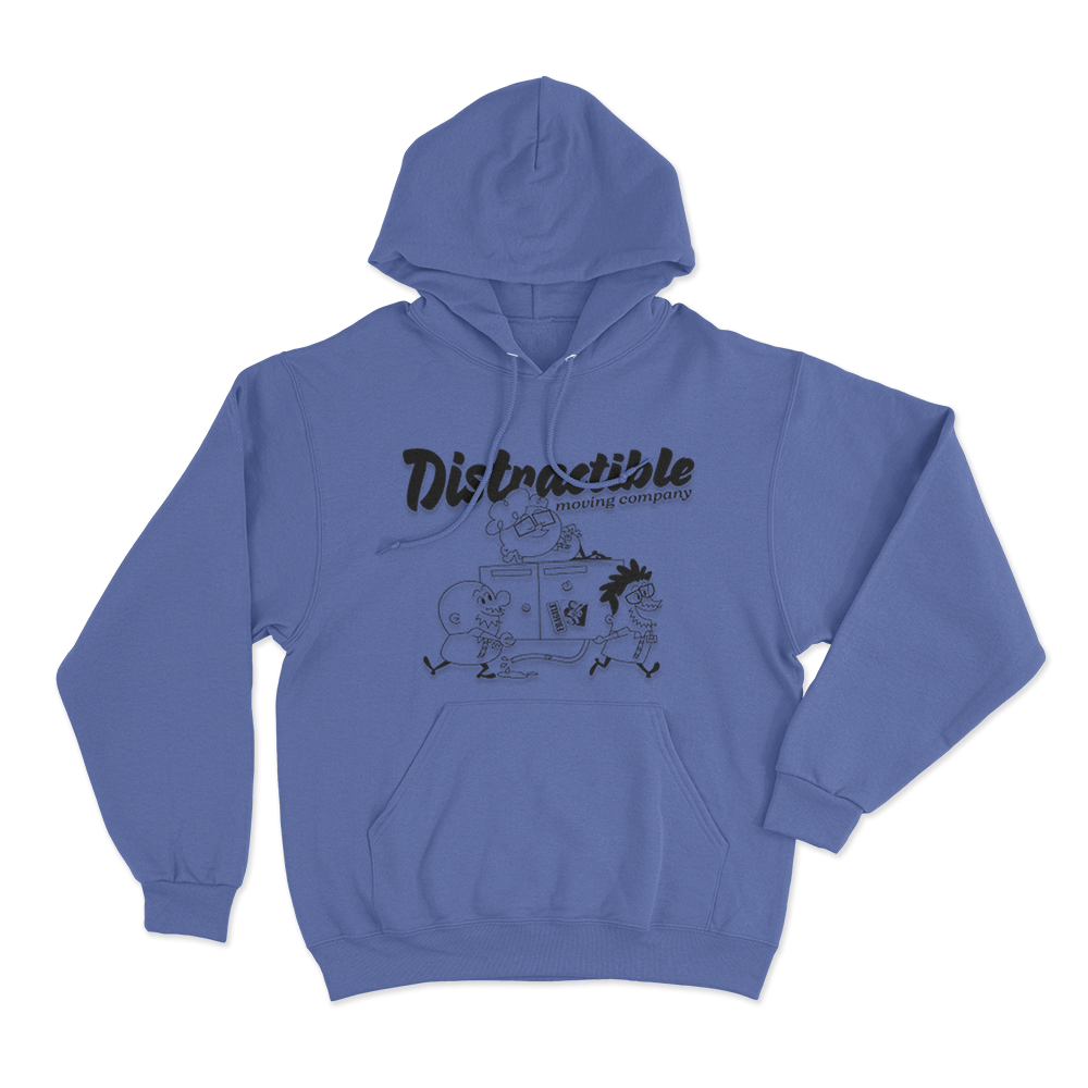 Distractible Moving Company Unisex Hoodie Blue Distractible Moving Company Unisex Hoodie Blue