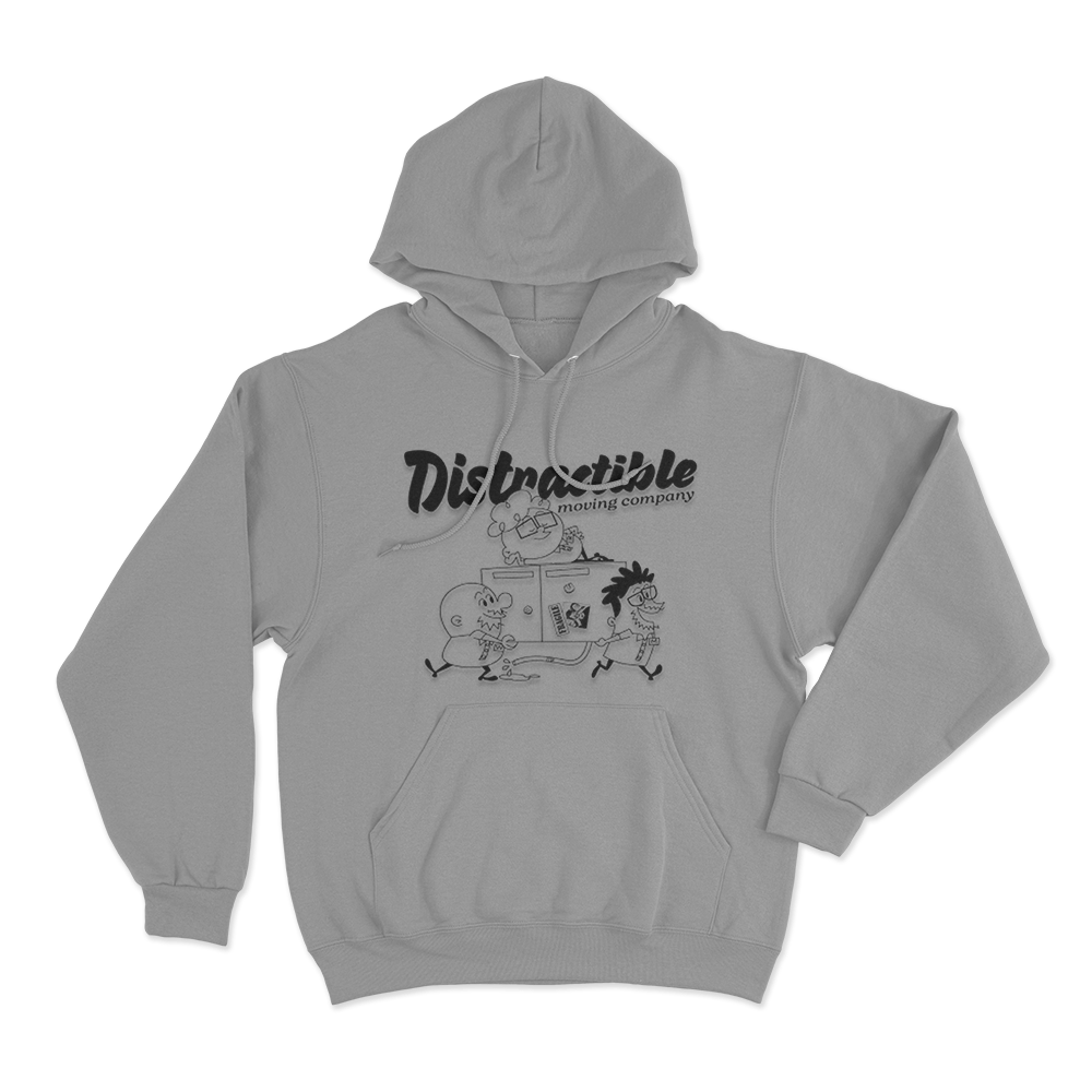 Distractible Moving Company Unisex Hoodie Grey Distractible Moving Company Unisex Hoodie Grey