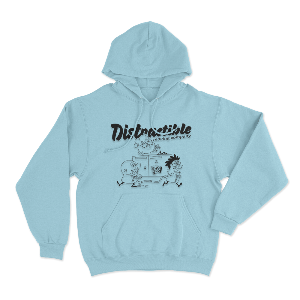 Distractible Moving Company Unisex Hoodie Sky Blue Distractible Moving Company Unisex Hoodie Sky Blue